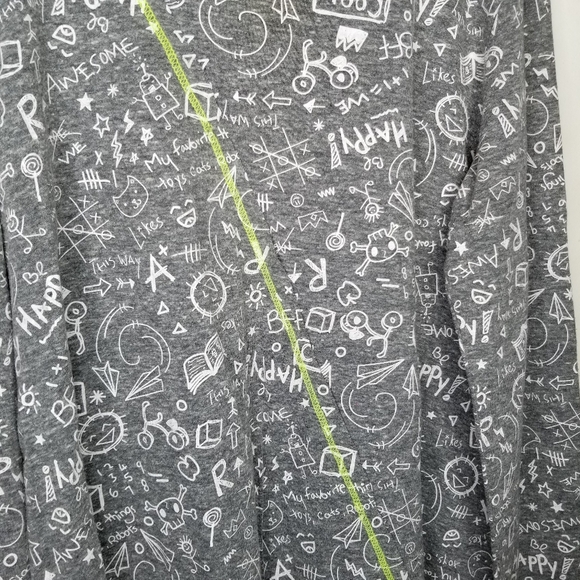 Kind Is Cool gray school doodle skater dress knee length long sleeves girl's XL - Picture 3 of 4